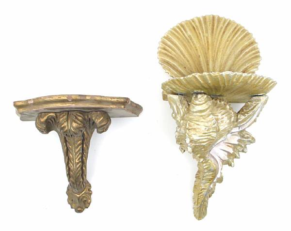 Appraisal: A pair of Italian shell form wall sconces together with