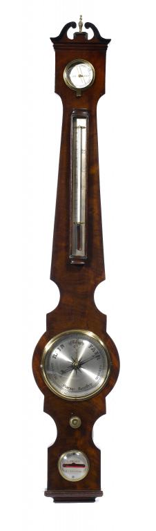 Appraisal: A VICTORIAN MAHOGANY BAROMETER of small proportions the engraved and