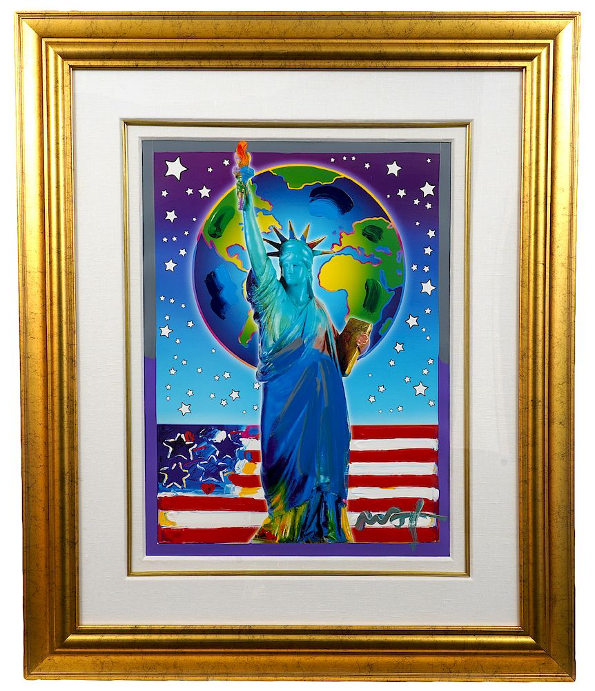 Appraisal: Peter Max 'Peace on Earth II' Mixed Media Painting Peter