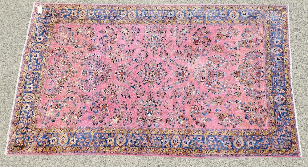 Appraisal: Silk Kashan Oriental throw rug ' x ' Silk Kashan