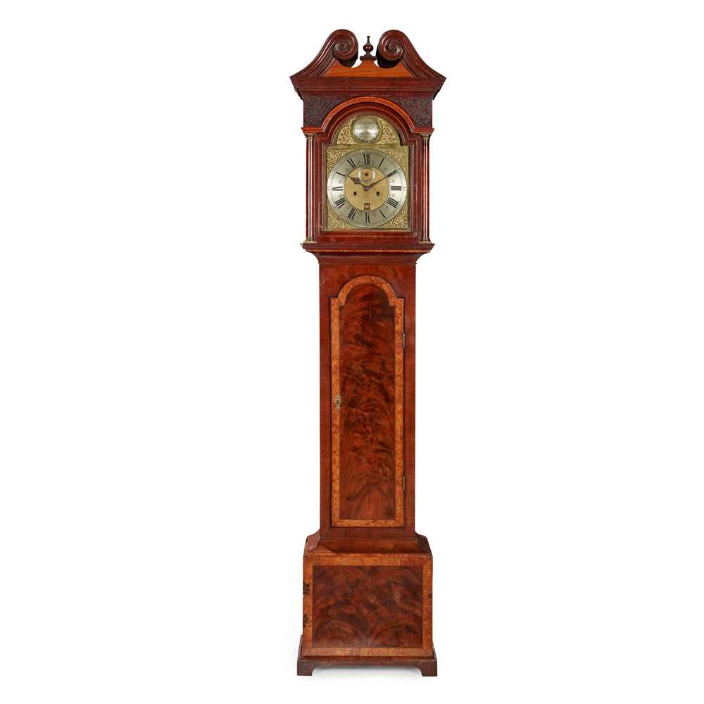 Appraisal: SCOTTISH LATE GEORGE III MAHOGANY WALNUT AND YEW WOOD LONGCASE