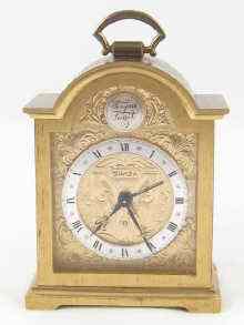 Appraisal: A Georgian style brass cased Swiza clock alarm ht cm