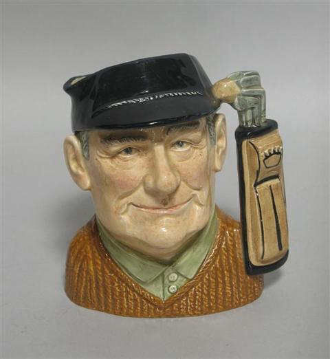 Appraisal: ROYAL DOULTON 'GOLFER' CHARACTER JUG Green printed marks no -