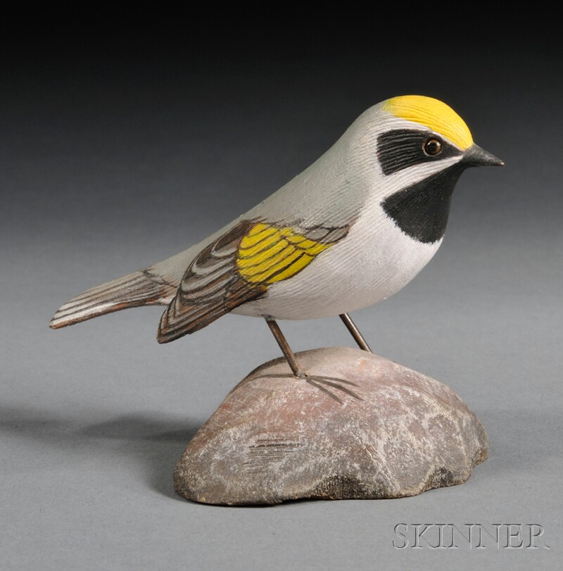 Appraisal: Jess Blackstone Miniature Carved and Painted Golden Wing Warbler Figure