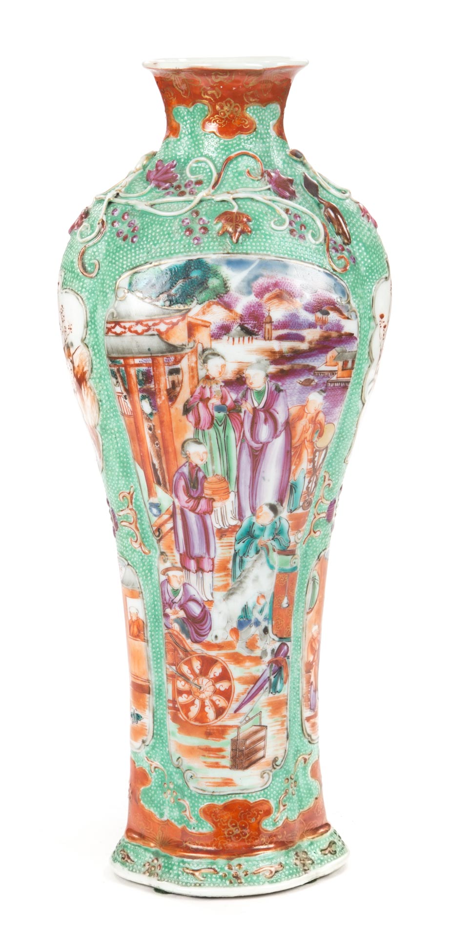 Appraisal: Chinese Export Mandarin palette porcelain vase circa turquoise chicken skin