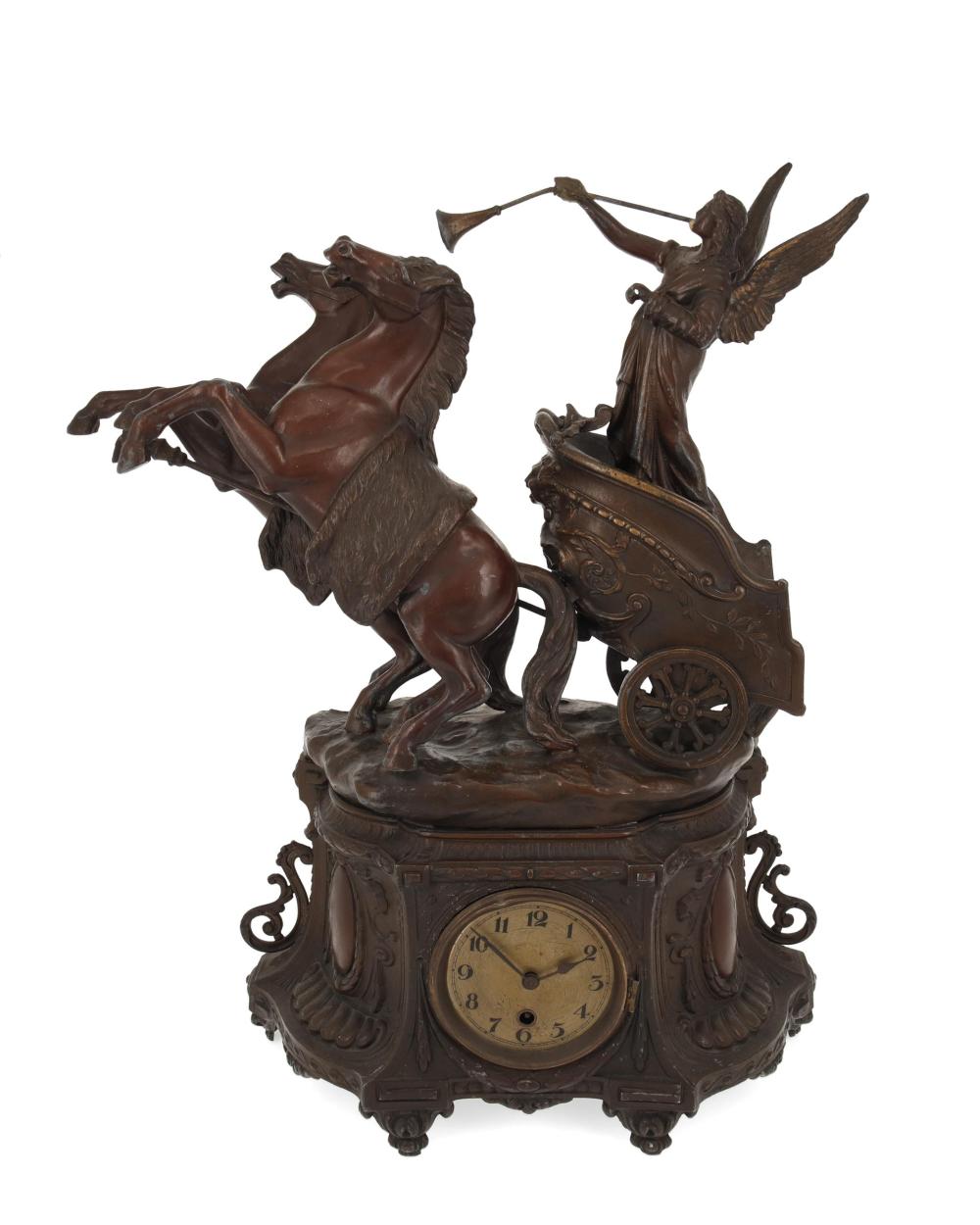 Appraisal: A spelter figural mantle clock Late th Early th Century