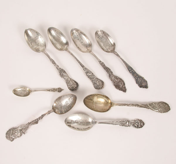 Appraisal: Sterling silver souvenir spoons including NY Mount Vernon Boston Hot