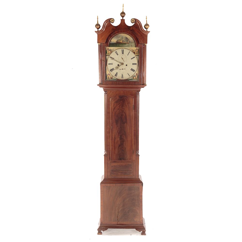 Appraisal: Scottish Mahogany Tall Cased Clock First quarter th century painted