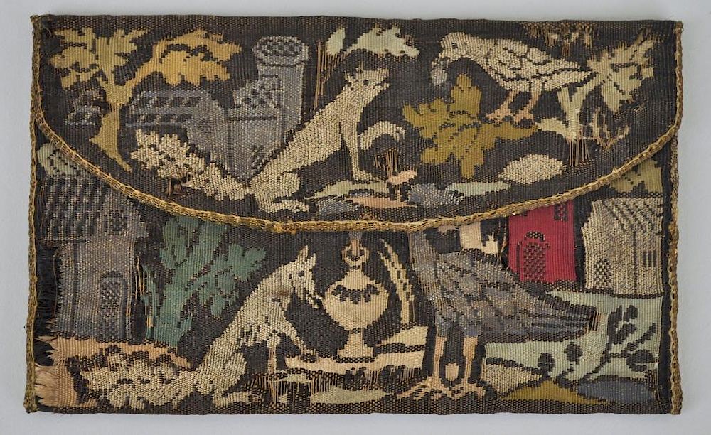 Appraisal: Early Tapestry Woven Billfold with metallic thread detail depicting various