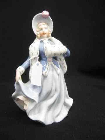 Appraisal: Erphilla German Porcelain Figurine of Lady fancy blue gown hat