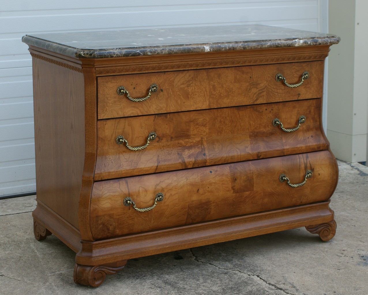 Appraisal: Pulaski Furniture Company Bombay Style Burlwood Chest of Drawers with