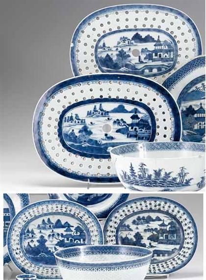 Appraisal: Group of Chinese export porcelain blue and white tablewares circa