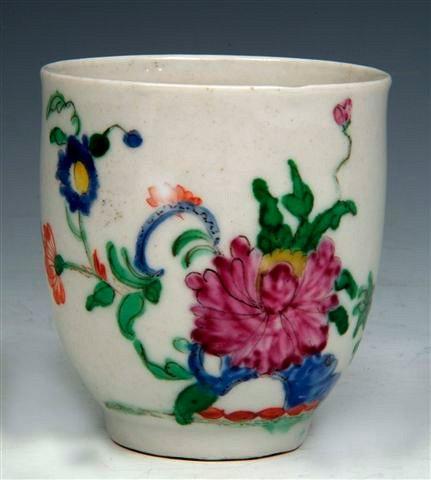 Appraisal: A PLYMOUTH PORCELAIN COFFEE CUP painted in polychrome with oriental