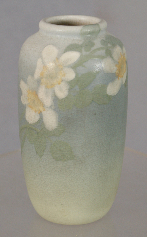 Appraisal: Rookwood matte glazed vase with dogwood decoration flames plus IV