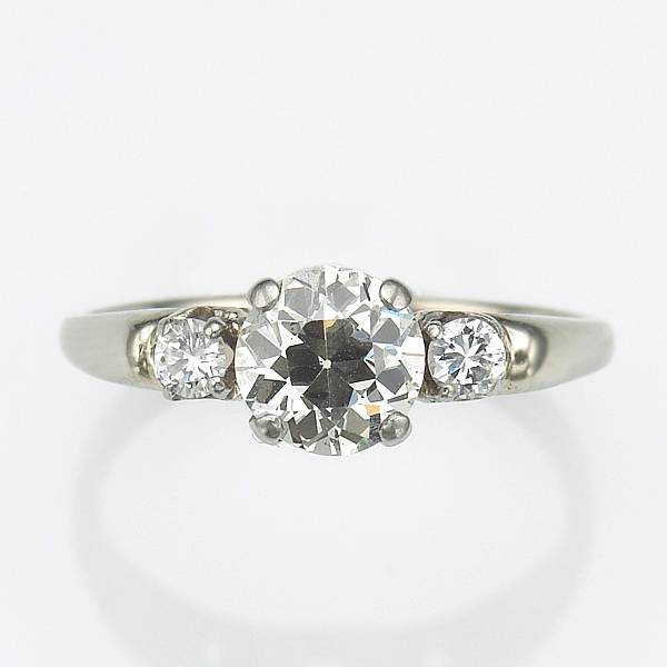 Appraisal: A diamond and white gold engagement ring European-cut weighing an