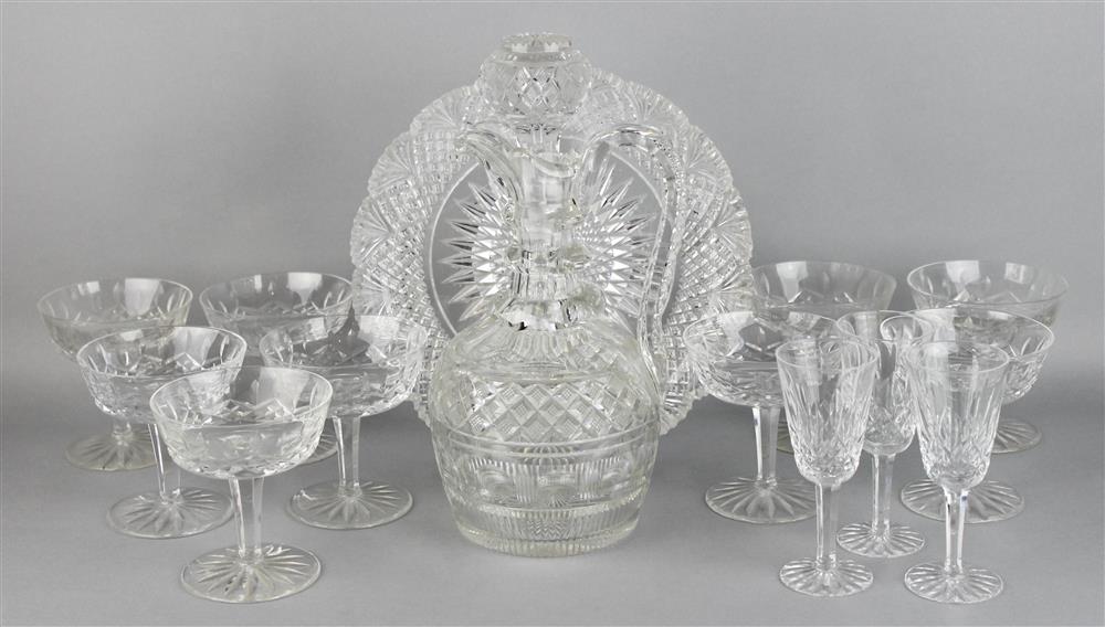 Appraisal: BRILLIANT CUT EWER AND STOPPER AND TWELVE WATERFORD GLASSES the