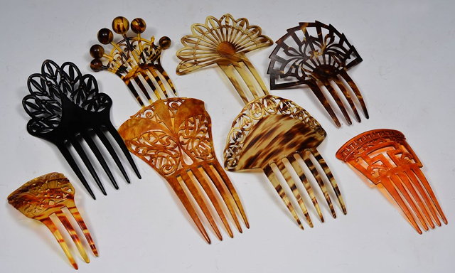 Appraisal: EIGHT VINTAGE ART DECO AND ART NOUVEAU STYLE CELLULOID HAIR