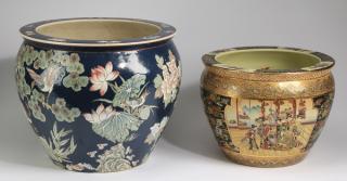 Appraisal: Asian inspired ceramic fishbowls h and h Two Asian inspired