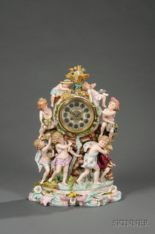 Appraisal: Paris Porcelain Mantel Clock late th century with two-train half-striking