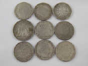 Appraisal: A mixed lot comprising seven th century French silver francs