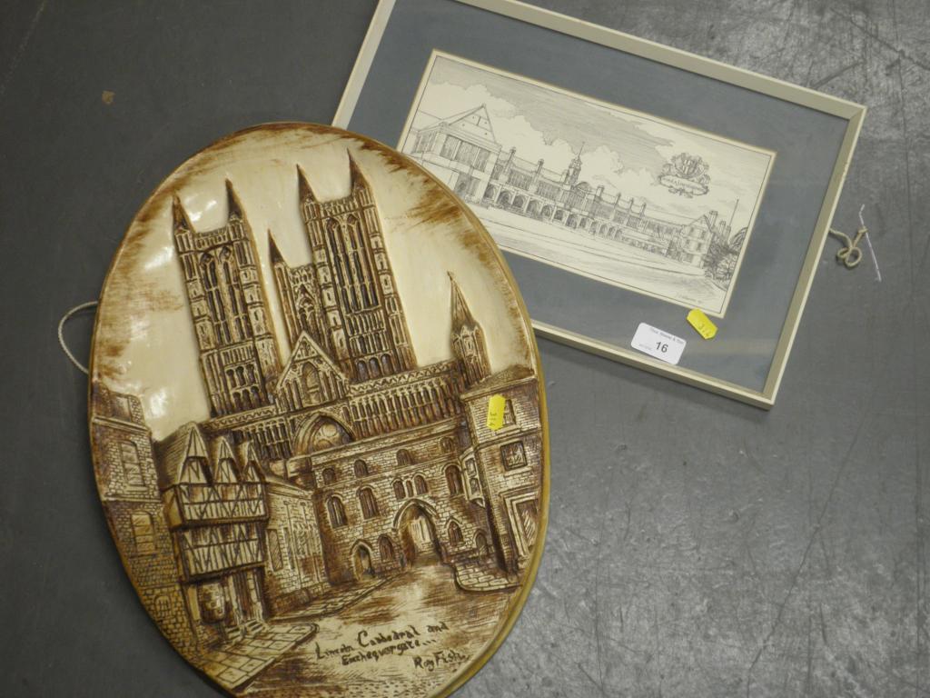 Appraisal: A plaster plaque after Roy Fisk of Lincoln Cathedral and