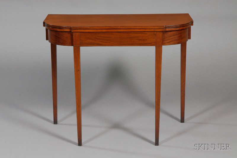 Appraisal: Federal Mahogany Inlaid Card Table coastal Massachusetts c the rectangular