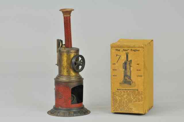 Appraisal: BOXED ERNST PLANK STEAM ENGINE Germany lithographed tin boiler base