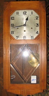 Appraisal: AN OAK BOX-CASE WALL CLOCK German Belgian c 's The