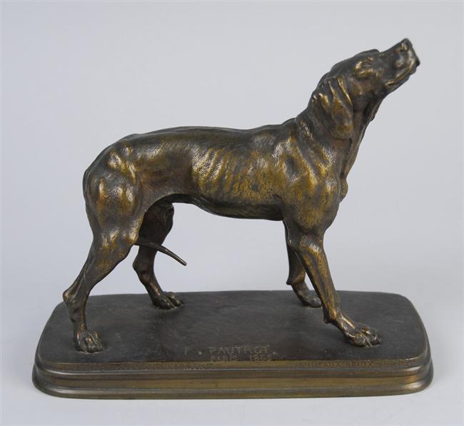 Appraisal: FERDINAND PAUTROT French - CHIEN bronze with golden brown patina