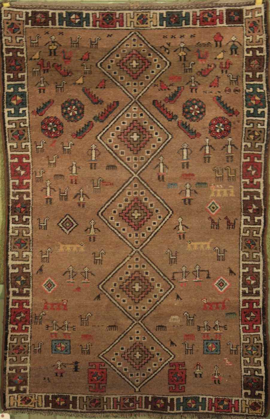 Appraisal: ORIENTAL RUG KURD ' x ' ''Camel's hair field with