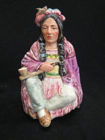 Appraisal: Majolica Pottery Figural Humidor on anIndian seated with pipe