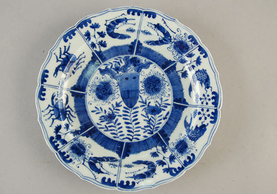 Appraisal: th C Chinese Blue and White Plate w crab and