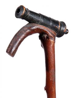 Appraisal: Cannon Folk-Art Cane Ca A very nicely carved cannon with