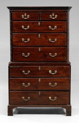 Appraisal: Chippendale mahogany chest on chest figured mahogany and other mixed