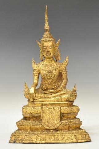 Appraisal: Thai gilt bronze Rattanakosin style seated figure of Buddha on