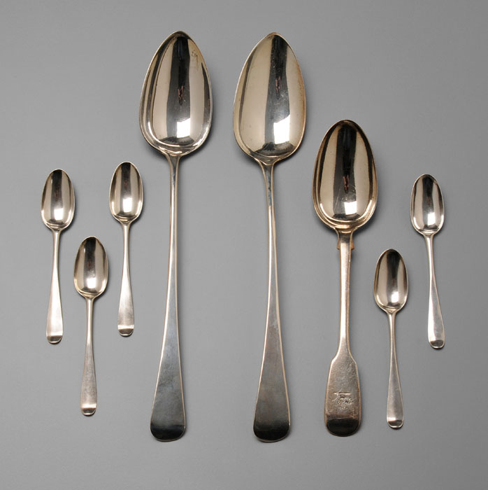 Appraisal: English Silver Spoons two stuffing spoons serving spoon and five