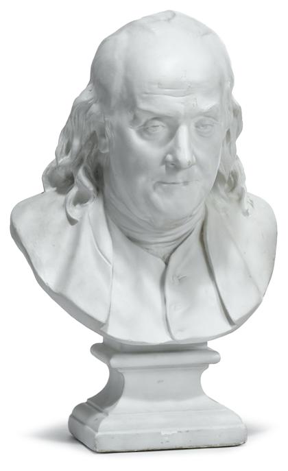 Appraisal: After Jean-Antoine Houdon - plaster portrait bust of benjamin franklin