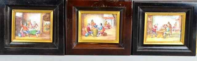 Appraisal: Signed M De Leonas Oil Paintings On IvoryDepicting three indoor