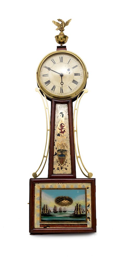 Appraisal: A Federal Mahogany Banjo Clock A Federal Mahogany Banjo Clock