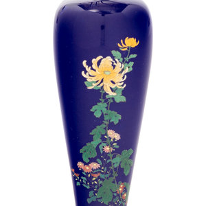 Appraisal: A Fine Blue Ground Cloisonn 'Chrysanthemum' Vase BY NAMIKAWA YASUYUKI