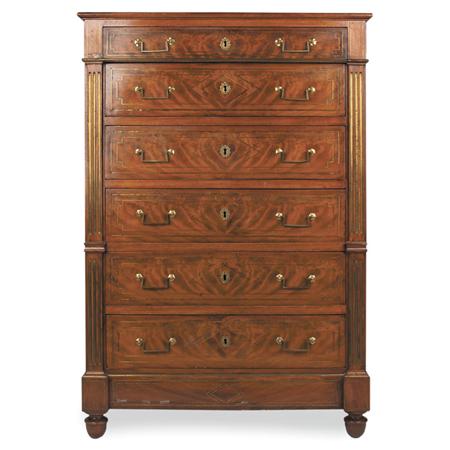 Appraisal: Brass Inlaid Satinwood Chest of Drawers Estimate nbsp nbsp nbsp