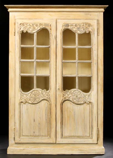 Appraisal: Provincial Polychromed Vitrine late th century the molded cornice above