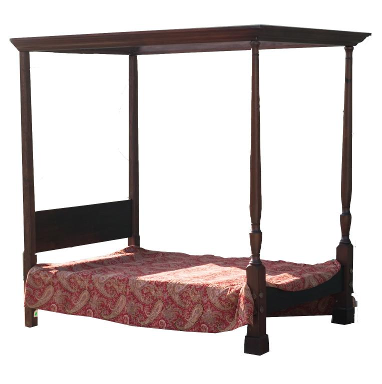 Appraisal: MAHOGANY TESTER BED IN th CENTURY STYLE with moulded architectural