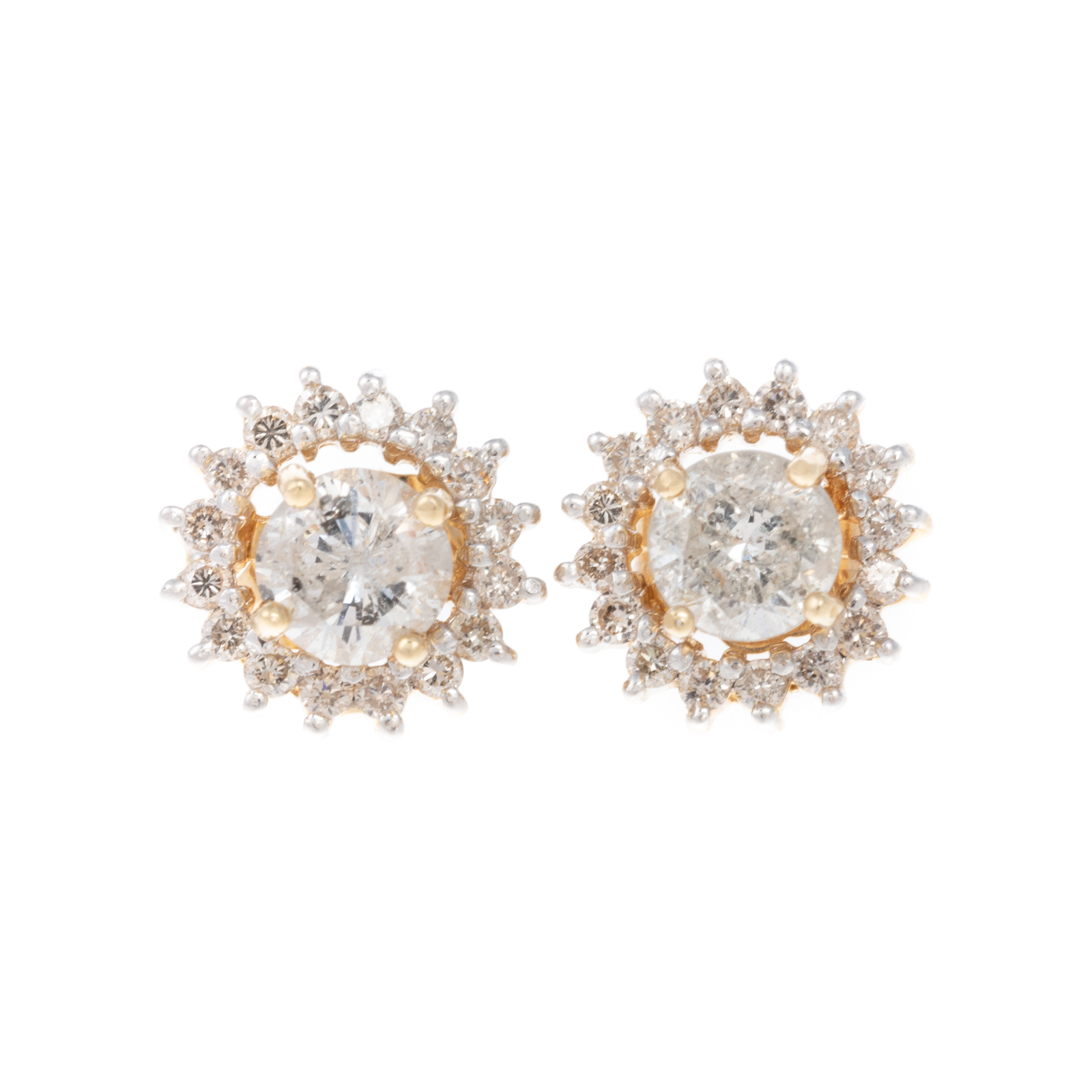 Appraisal: A PAIR OF DIAMOND STUDS JACKETS IN K K yellow