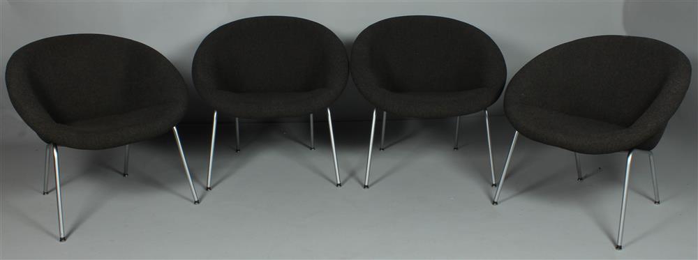 Appraisal: FOUR WALTER KNOLL CLASSIC EDITION CHAIRS IN TEXTURED BLACK BROWN