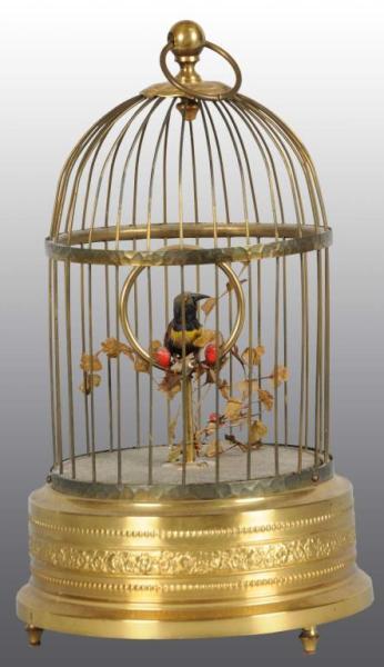 Appraisal: Bird Cage Pc Brass - Round Base Mech Description One