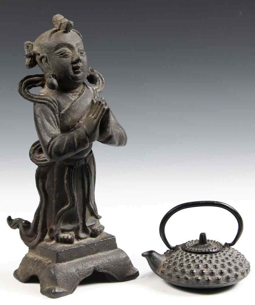 Appraisal: PCS JAPANESE CAST IRON - Including Standing Buddha on integral