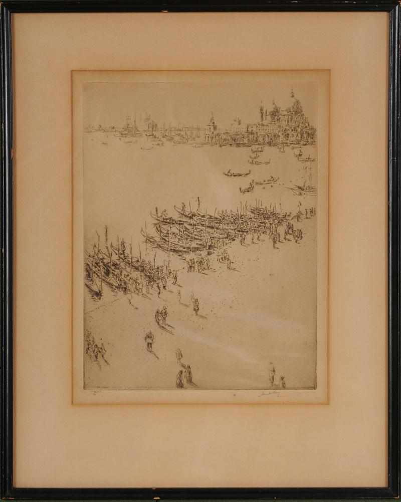 Appraisal: JAMES MCBEY - VENICE Sepia etching on paper signed lower