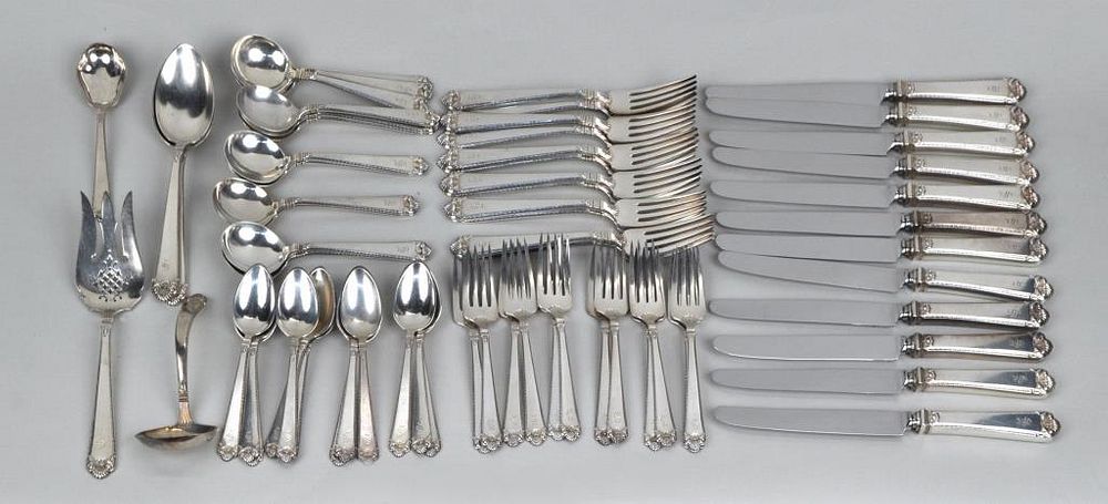 Appraisal: Weston Sterling Flatware Service comprising large knives soup spoons small