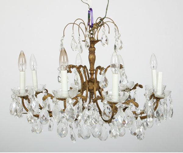 Appraisal: Tear drop crystal chandelier W x L Most pieces are